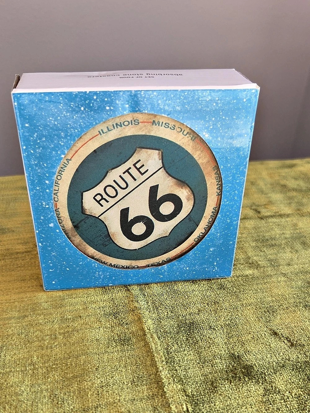 Route 66 Absorbent Stone Coaster Set of 4